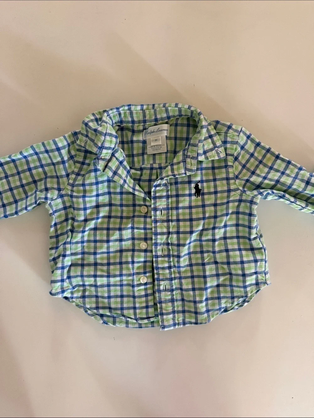 Ralph Lauren Blue & Green Plaid Button-Down Shirt for Kids